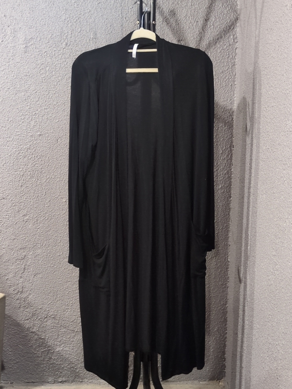 Active USA Long Open-Front Black Dress Cardigan